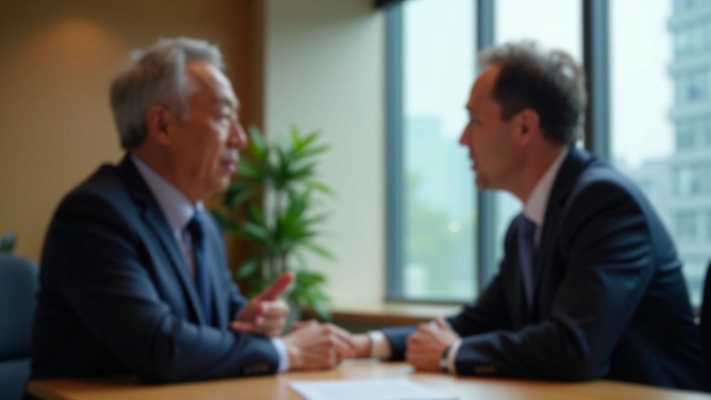Executive coaching partnership conversation in professional office setting